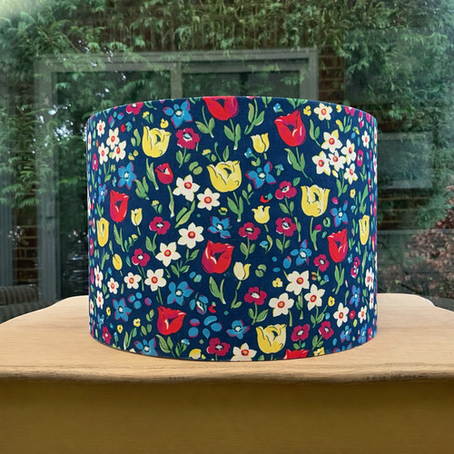 Floral lampshade navy tulip - floral,