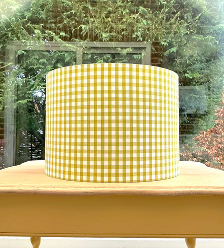 Lime green gingham lampshade - green,